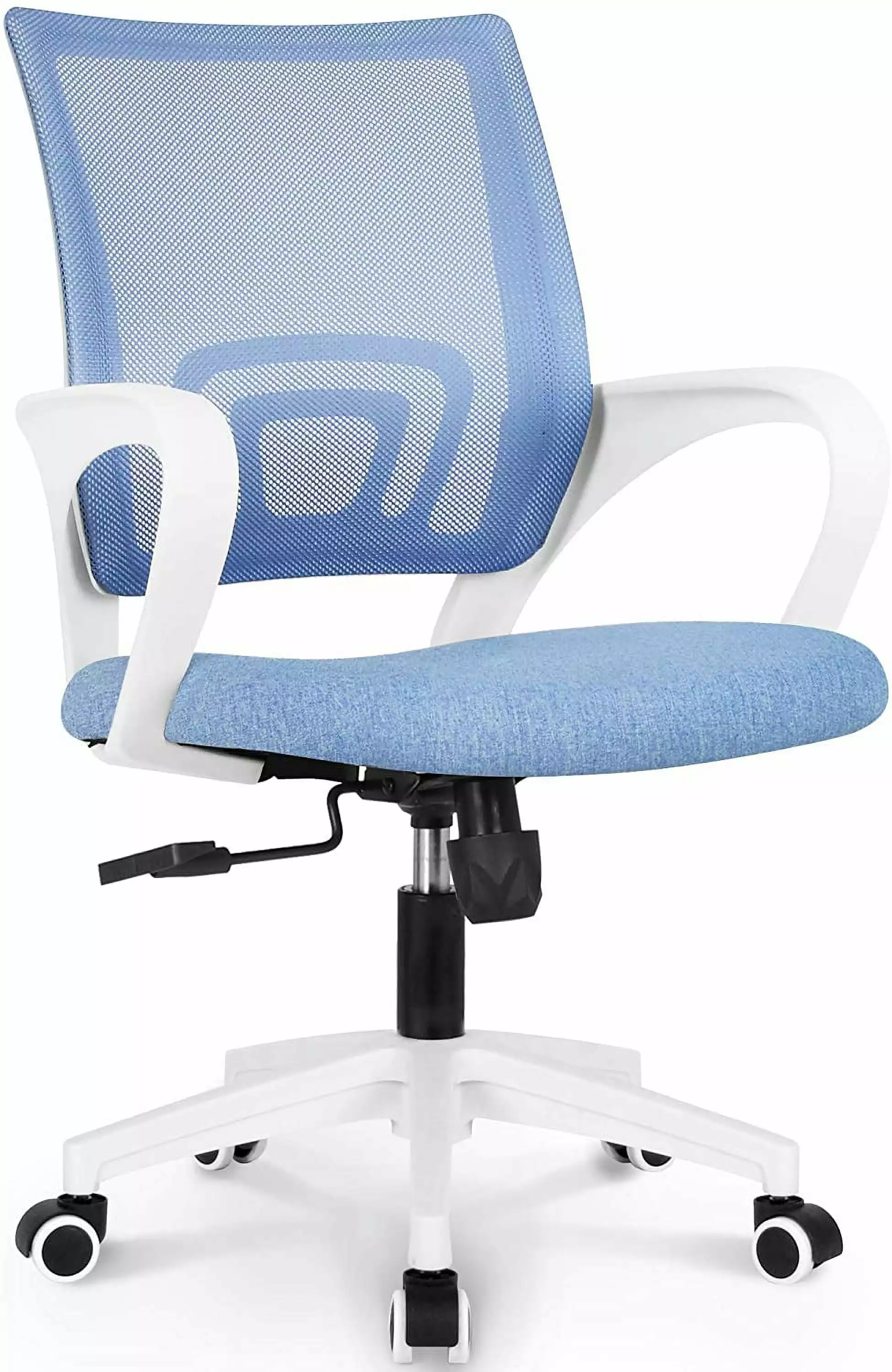 FETON Office Computer Desk Chair Gaming-Ergonomic Mid Back Cushion Lumbar Support with Wheels Comfortable Blue Mesh Racing Seat Adjustable Swivel Rolling Home Executive (Sky Blue)